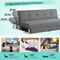 3-Seat Grey Sofa Bed Linen Fabric With High-Density Sponge And Storage